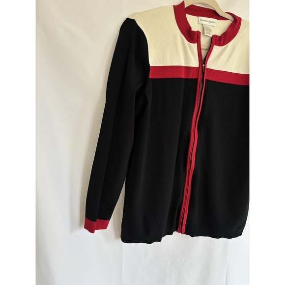 DRAPERS & DAMONS Women's Size Medium- Black Red Ivory-Full Zip Top - Picture 2 of 8
